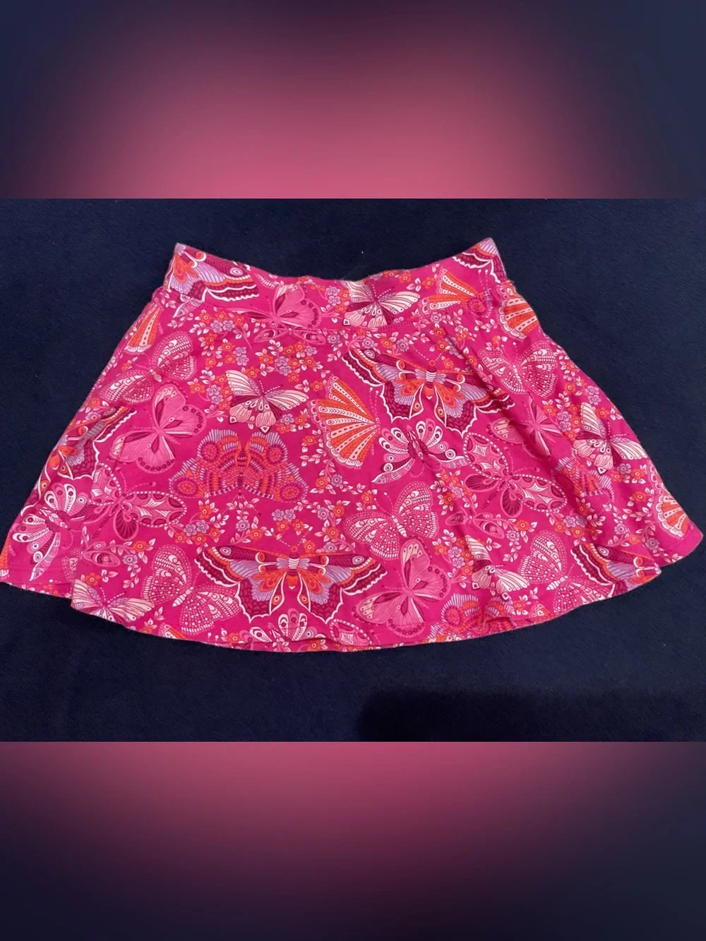 The Children's Place Girls Hot Pink Butterfly Floral Skort Size M (7/8)